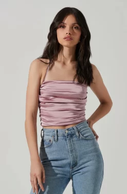 Ruched Cowl Satin Cami -ASTR the Label Store AT17238 DUSTYLILAC 3 scaled