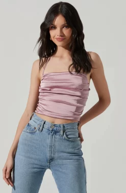 Ruched Cowl Satin Cami -ASTR the Label Store AT17238 DUSTYLILAC 4 scaled