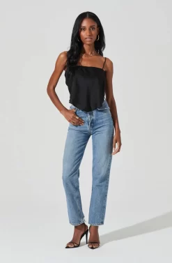 Tie Back Square Neck Cami -ASTR the Label Store AT17242 BLACK 2 scaled