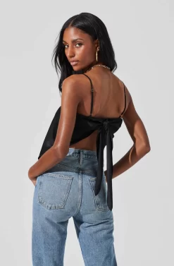 Tie Back Square Neck Cami -ASTR the Label Store AT17242 BLACK 5 scaled