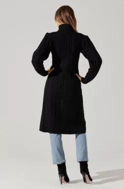 Hi Slit Cable Knit Sweater -ASTR the Label Store AT17274 BLACK 4 scaled