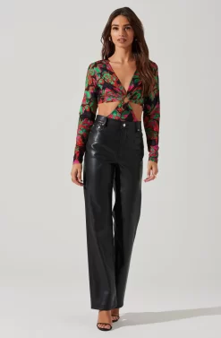 Kiara O-Ring Cutout Long Sleeve Bodysuit -ASTR the Label Store AT17321 BLACKFLORAL 1 scaled