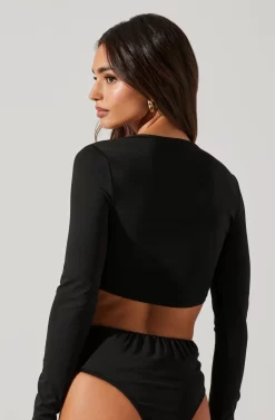 Kiara O-Ring Cutout Long Sleeve Bodysuit -ASTR the Label Store AT17321 BLACK 4 scaled