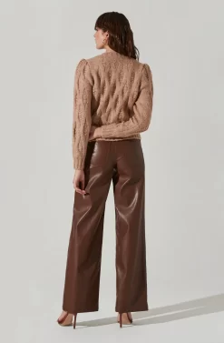 Distressed Cable Knit Sweater -ASTR the Label Store AT17363 TAUPE 5 scaled