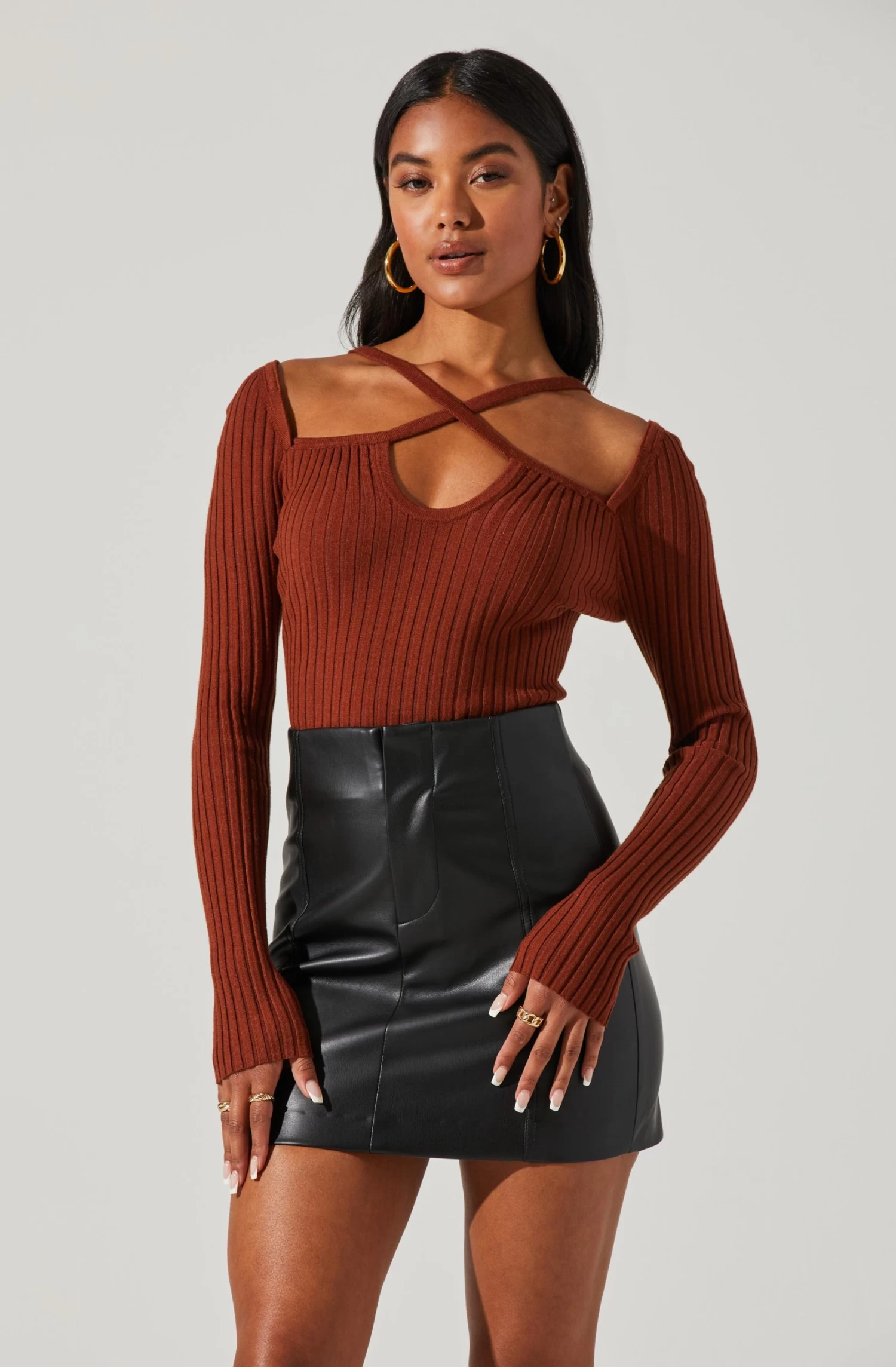 Criss Cross Long Sleeve Ribbed Sweater 6 Criss Cross Long Sleeve Ribbed Sweater - Image 6