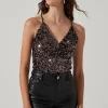 Sequin V Neck Bodysuit