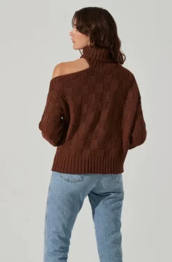 Mock Neck Cutout Sweater -ASTR the Label Store AT17528 BROWN 5 scaled