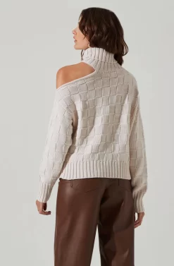 Mock Neck Cutout Sweater -ASTR the Label Store AT17528 CREAM 4 scaled