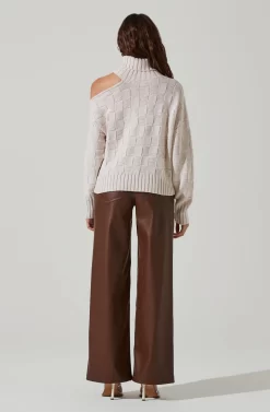 Mock Neck Cutout Sweater -ASTR the Label Store AT17528 CREAM 5 scaled