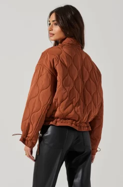 Dalia Quilted Cinched Jacket -ASTR the Label Store AT17586 BROWN 3 scaled