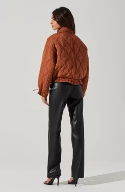 Dalia Quilted Cinched Jacket -ASTR the Label Store AT17586 BROWN 4 scaled