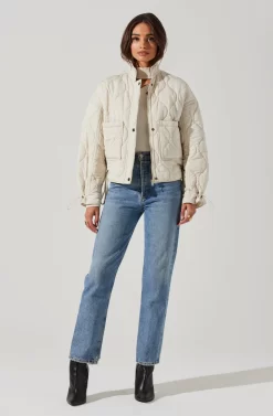 Dalia Quilted Cinched Jacket -ASTR the Label Store AT17586 EGGSHELL 1 scaled