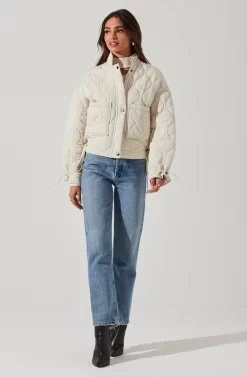 Dalia Quilted Cinched Jacket -ASTR the Label Store AT17586 EGGSHELL 2 scaled
