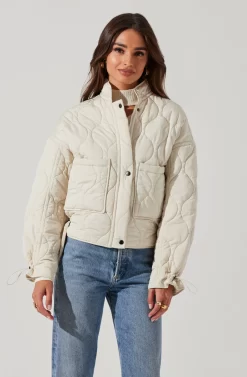 Dalia Quilted Cinched Jacket -ASTR the Label Store AT17586 EGGSHELL 4 scaled