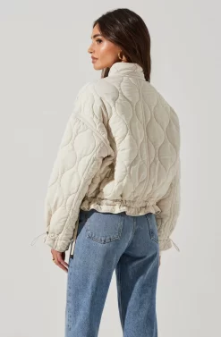 Dalia Quilted Cinched Jacket -ASTR the Label Store AT17586 EGGSHELL 5 scaled