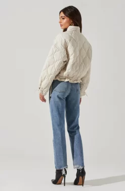 Dalia Quilted Cinched Jacket -ASTR the Label Store AT17586 EGGSHELL 6 scaled