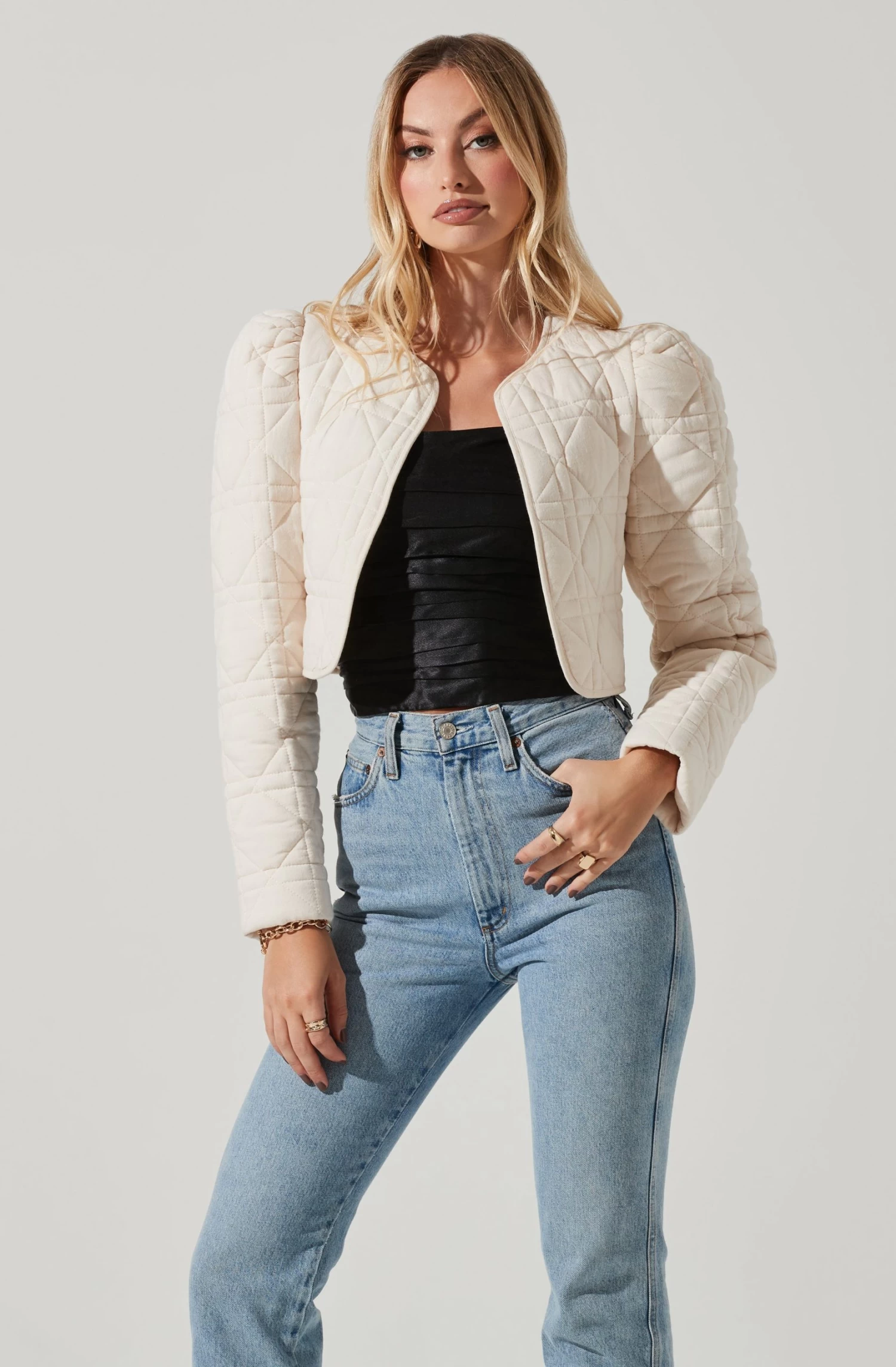 Lucia Quilted Cropped Puff Sleeve Jacket 5 Lucia Quilted Cropped Puff Sleeve Jacket - Image 5