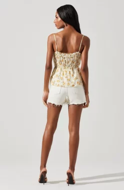 Ruched Babydoll Floral Cami -ASTR the Label Store AT17702 ORANGECREAMFLR 5 scaled