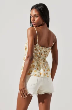 Ruched Babydoll Floral Cami -ASTR the Label Store AT17702 ORANGECREAMFLR 6 scaled