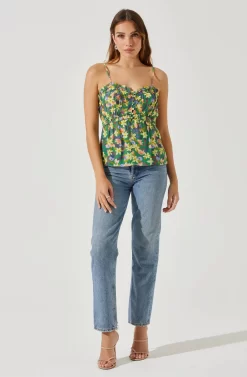 Ruched Babydoll Floral Cami -ASTR the Label Store AT17702 YELLOWGREENFLORAL 1 scaled