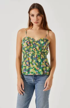Ruched Babydoll Floral Cami -ASTR the Label Store AT17702 YELLOWGREENFLORAL 4 scaled