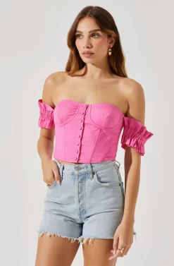 Off Shoulder Ruffle Corset Top -ASTR the Label Store AT17767L PINK 3 scaled