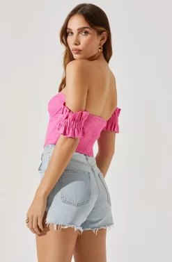 Off Shoulder Ruffle Corset Top -ASTR the Label Store AT17767L PINK 6 scaled
