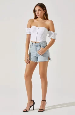 Off Shoulder Ruffle Corset Top -ASTR the Label Store AT17767L WHITE 1 scaled