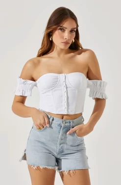 Off Shoulder Ruffle Corset Top -ASTR the Label Store AT17767L WHITE 3 scaled