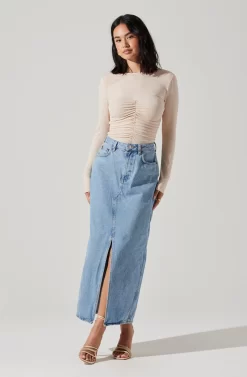 Center Ruched Long Sleeve Top -ASTR the Label Store AT17923 CREAM 4 scaled