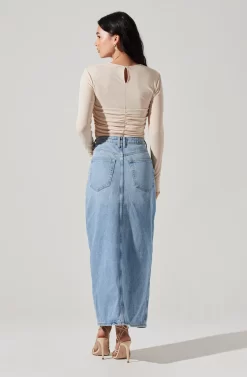 Center Ruched Long Sleeve Top -ASTR the Label Store AT17923 CREAM 5 scaled