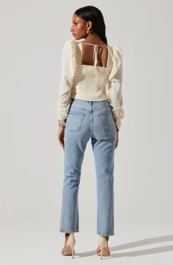 Long Sleeve Ruched Puff Sleeve Top -ASTR the Label Store AT17932YS CREAM 5 scaled