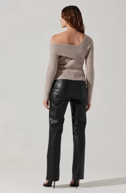 Asymmetrical Foldover Sweater 16 Asymmetrical Foldover Sweater -ASTR the Label Store AT18062 TAUPE 5 scaled