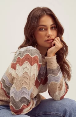 Emma Chevron Sweater -ASTR the Label Store FallSweaters ACT16173 TAUPE BLUEMULTI 3 scaled
