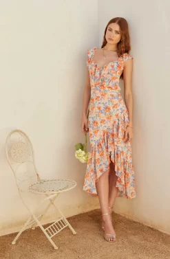 Mahalia Floral Sweetheart Ruffle Midi Dress -ASTR the Label Store MAY SummerWeddingRefresh 5.4 7329 scaled