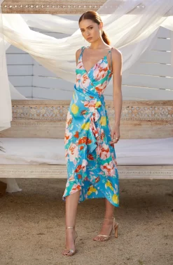 Satin Front Tie Wrap Floral Midi Dress -ASTR the Label Store MAY SummerWeddingRefresh 5.4 7350 scaled